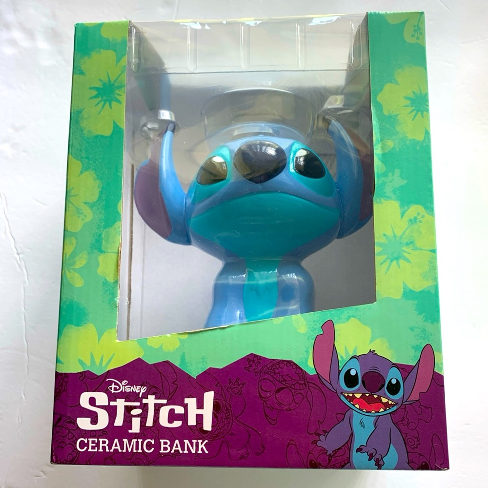 Disney Stitch Blue and Purple Ceramic Bank